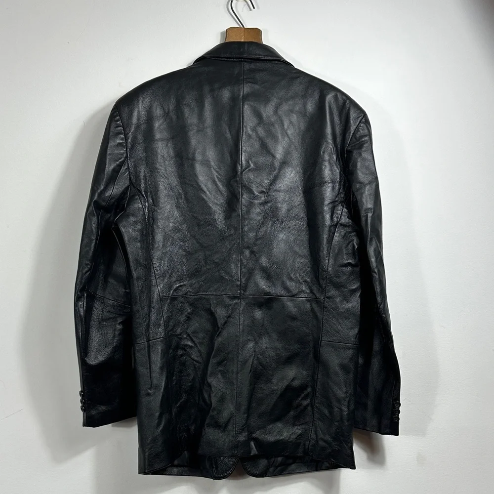 Stafford Executive Black Genuine Leather Men's Blazer Jacket RN93677 Sz‎ M